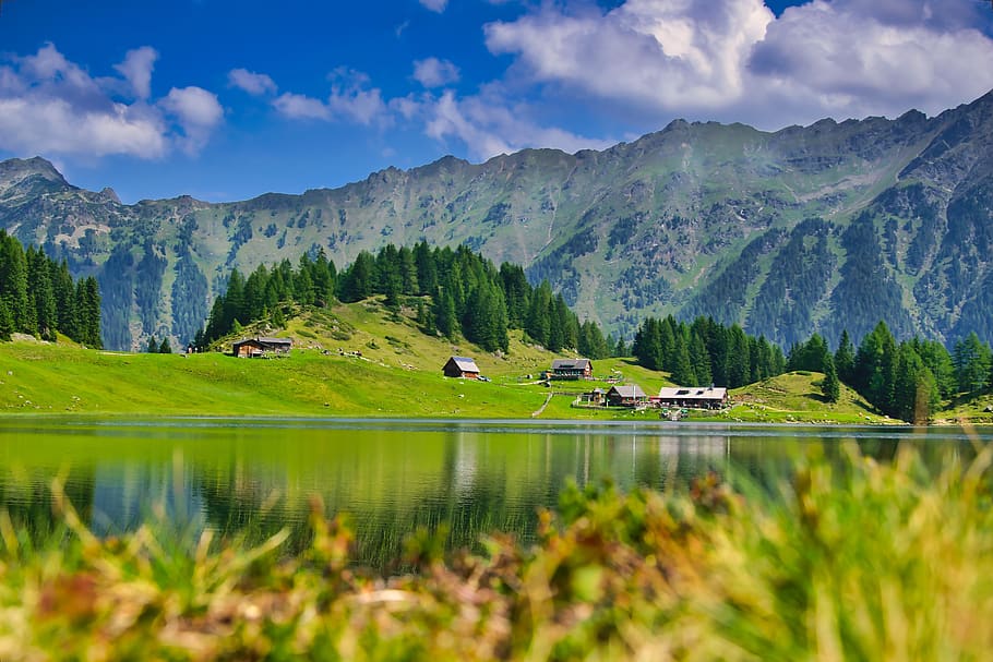 landscape, bergsee, nature, water, hiking, mountain, beauty in nature, scenics - nature, tranquil scene, mountain range