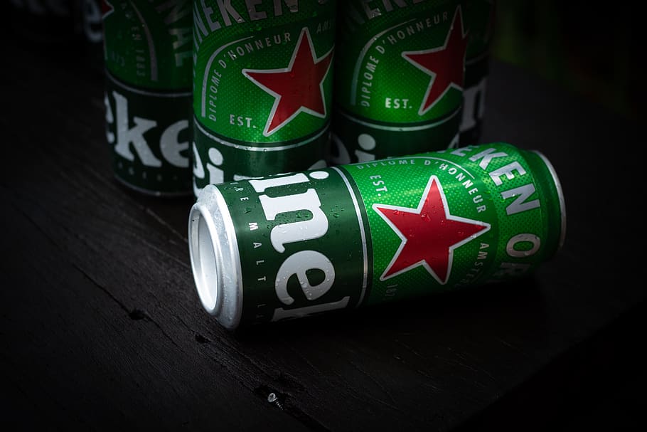 photography, canned, drink, heineken, heineken lager beer, netherlands, alcohol, beautiful, design, green color