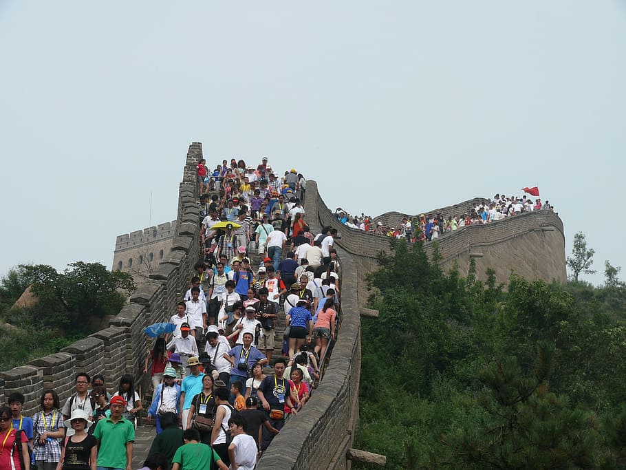 Grande, Parede, China, Pessoas, Turistas, Grande grupo de pessoas, Dia, Ao ar livre, Multidão, Adulto