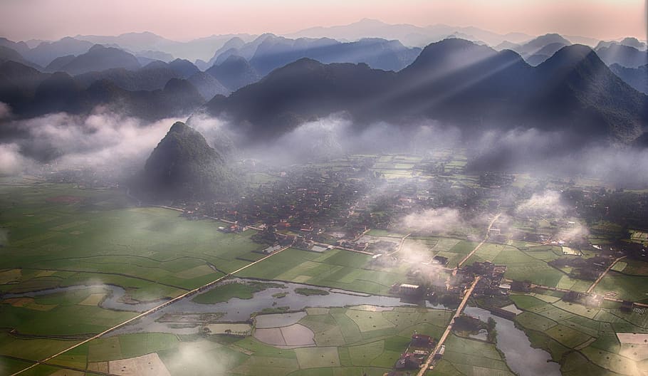vietnam, foto lanskap, binh minh, lanskap vietnam, lingkungan Hidup, scenics - alam, keindahan di alam, pemandangan, gunung, kabut