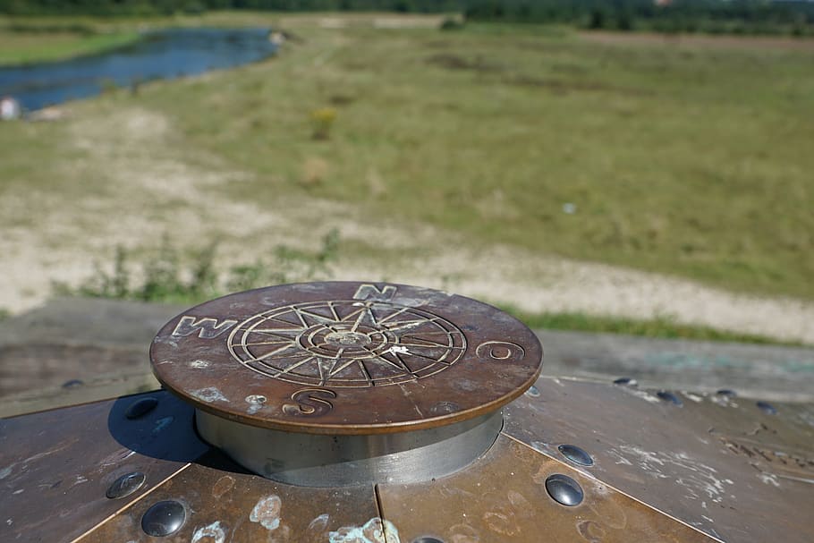 compass, north, south, west, east, danube, riedlingen, germany, hiking, away