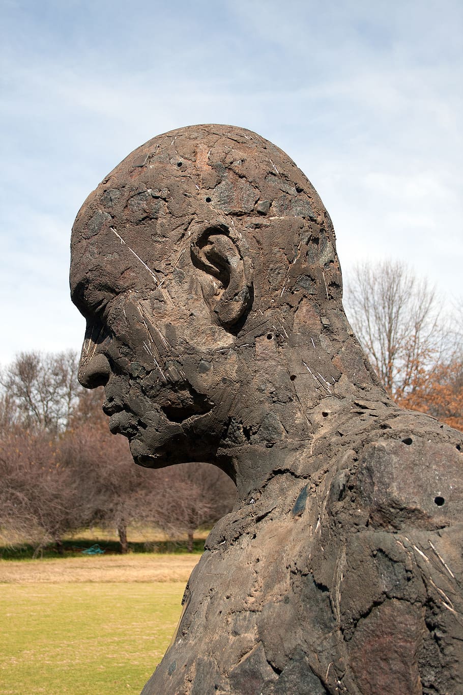 man statuette, Sculpture, Figure, Statue, Male, Art, rough, head, face, profile