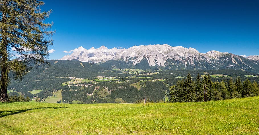 nature, dachstein, austria, mountains, landscape, alpine, hike, sky, glacier, blue
