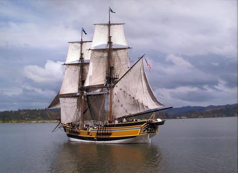 ship, columbia, river, scenic, canvas, sail, nautical vessel, transportation, sailboat, water