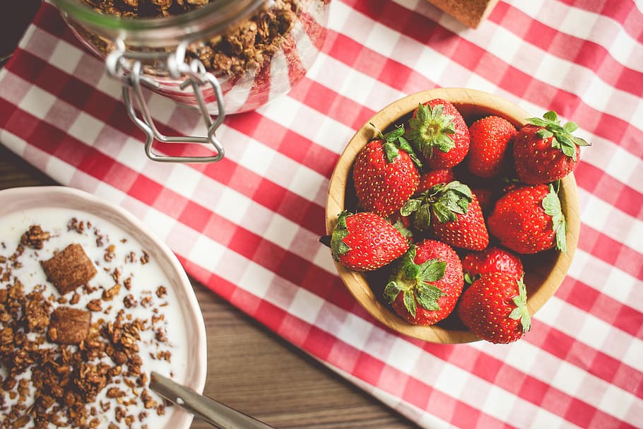 fresh strawberries breakfast, Fresh Strawberries, Breakfast, food, fresh, fruit, healthy, hungry, meal, morning