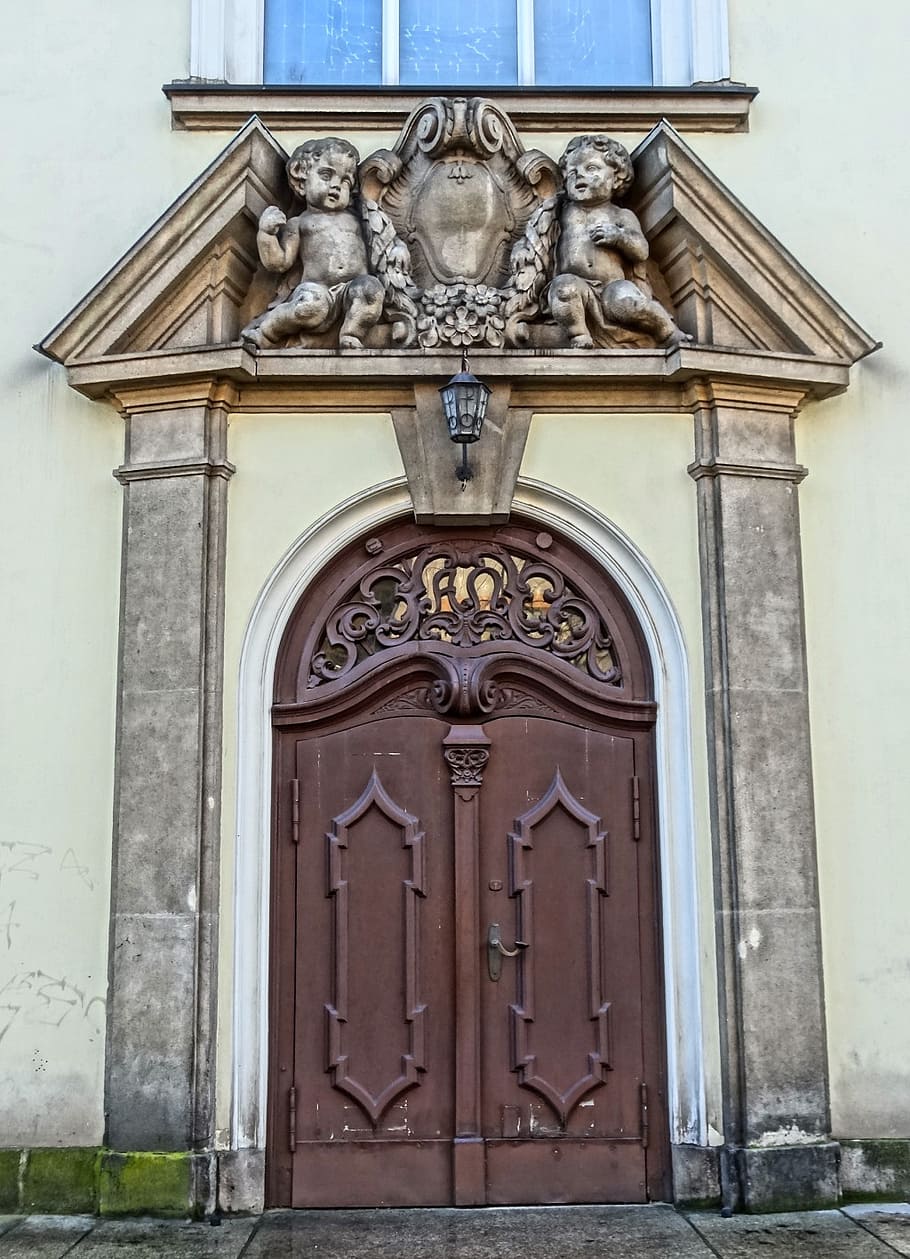 sacred heart church, bydgoszcz, portal, door, architecture, building, exterior, religious, historic, building exterior