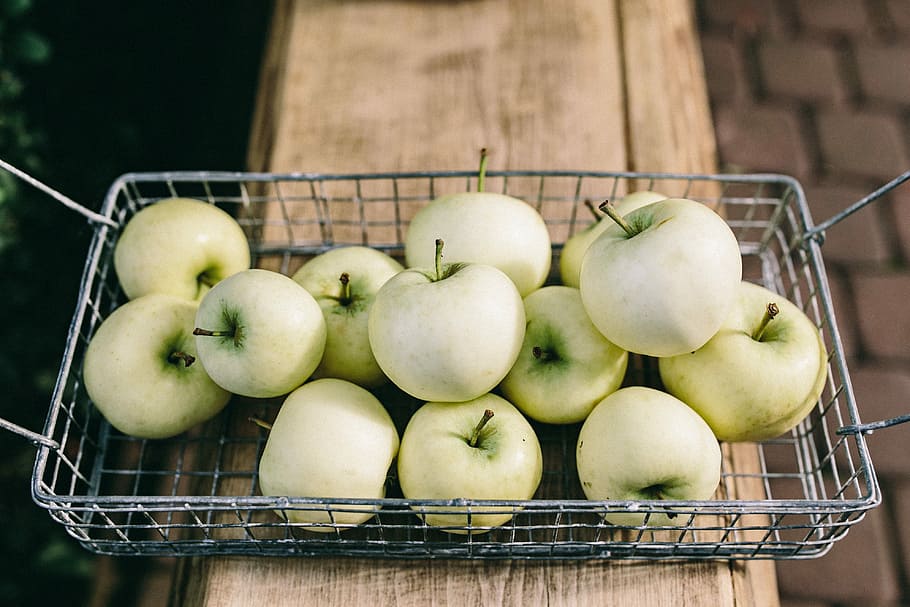 green, apples, basket, Healthy, green apples, Apple, fruit, fruits, fresh, organic