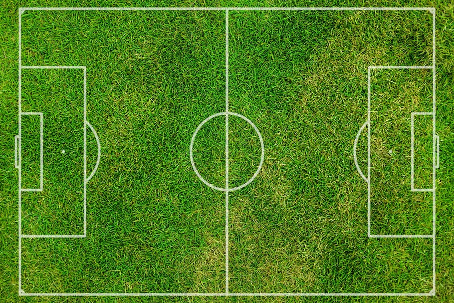 aerial, photography, soccer field, green grass, football pitch, football, rush, american football, green color, soccer