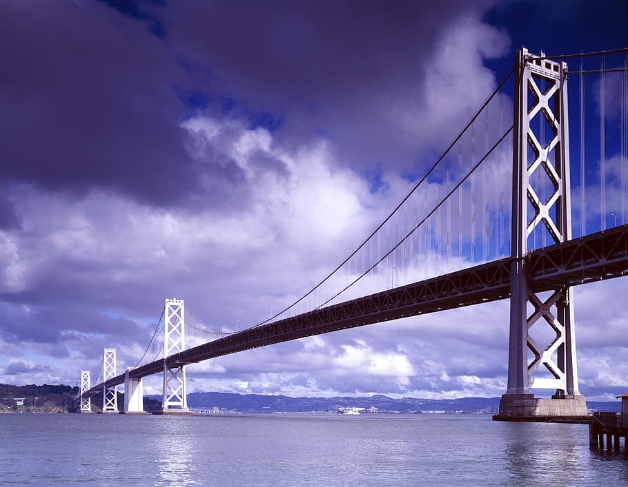 low-angle photography, suspension bridge, bridge, architecture, bridge construction, road bridge, rope bridge, depend, building, steel cables
