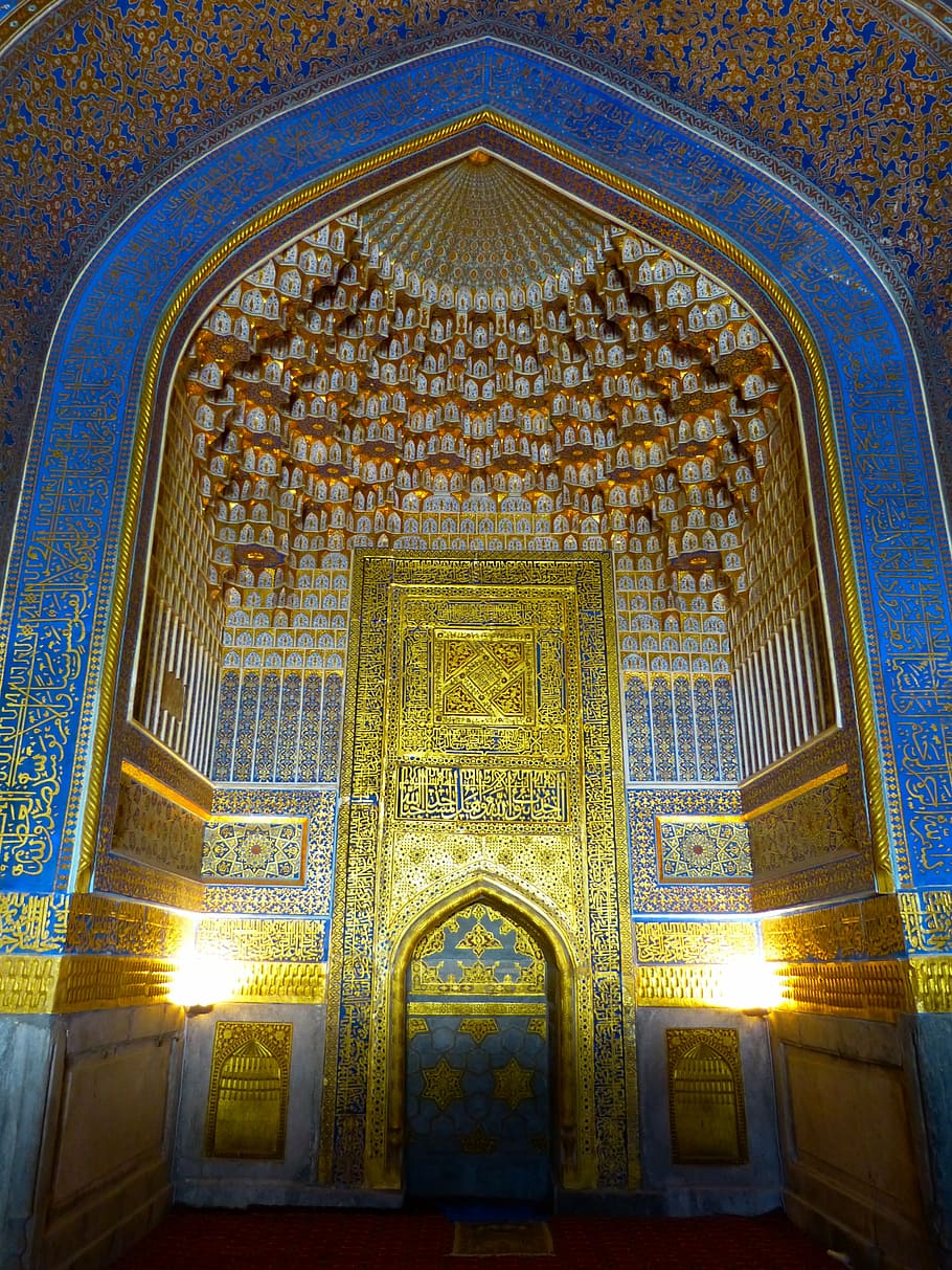 medrese, tillakori medrese, tillya kori, mosque, gilded, gold covered samrakand, uzbekistan, architecture, islam, cultures