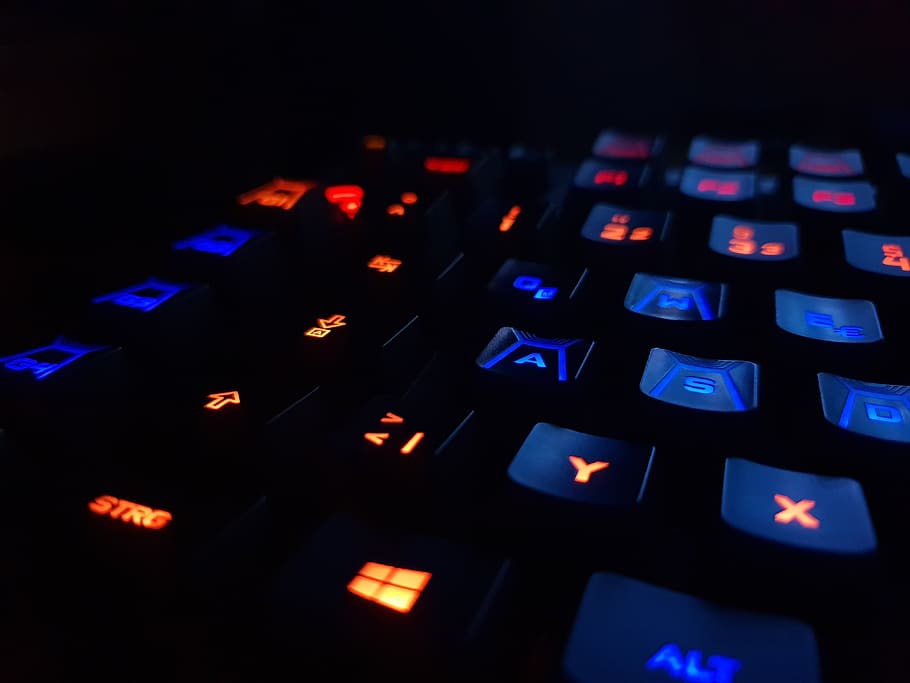 teclado, tecla, led, rgb, hdr, oled, rojo, azul, negro, juegos