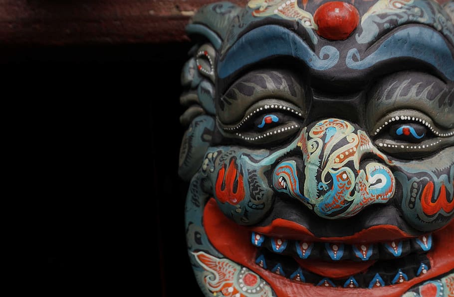 máscara, talla de madera, templo colgante, arte y artesanía, representación, creatividad, representación humana, artesanía, primer plano, escultura