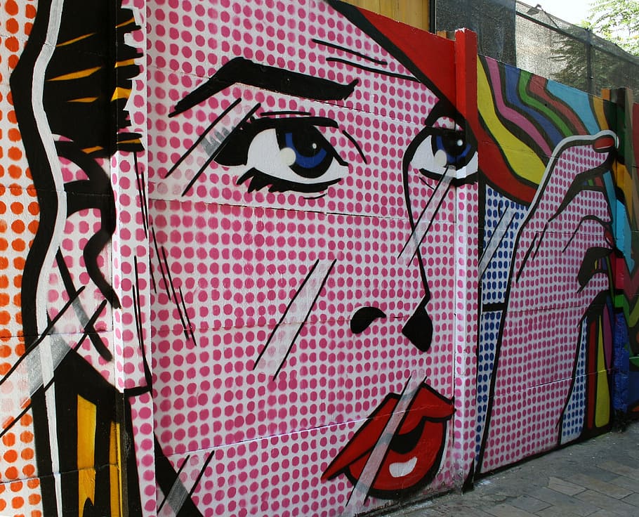 Graffiti, Urban Art, Woman, Face, Pin Up, woman face, painting, wall, close-up, day