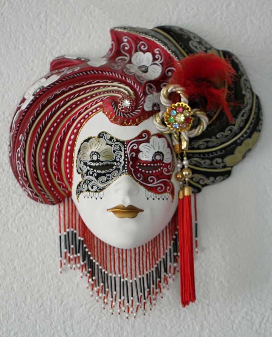 blanco, rojo, azul, máscara de disfraces, veneciano, máscaras, máscara, artistas, cara, disfrazado
