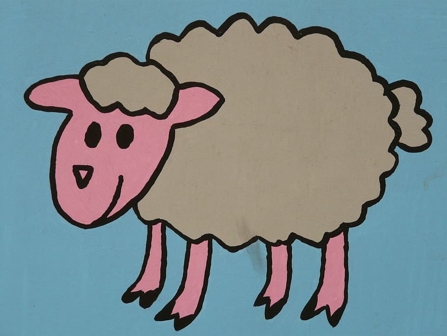Ilustración de ovejas, ovejas, personaje de dibujos animados, dibujo, gracioso, imagen, animal, figura, pintura, creatividad