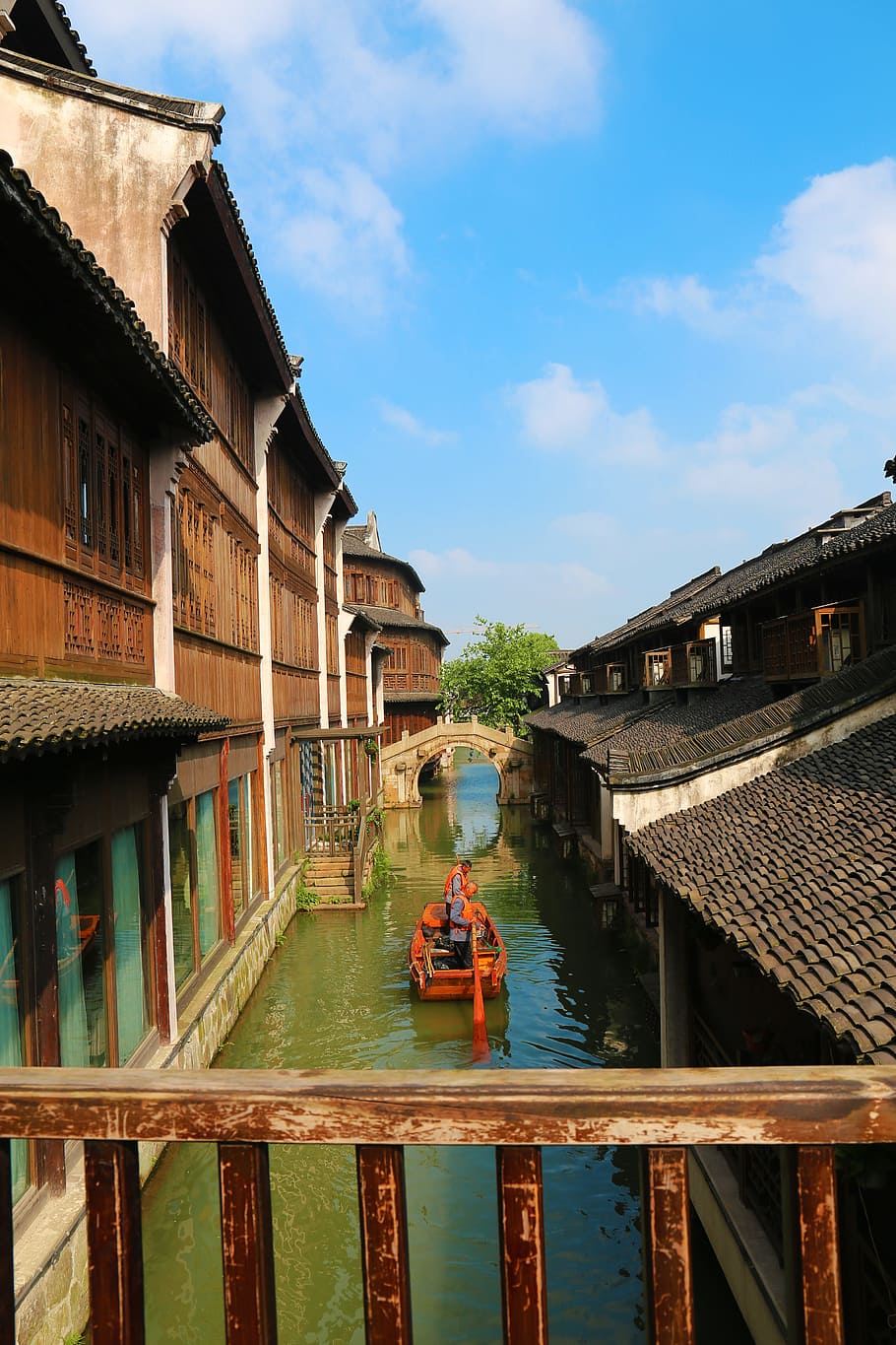 Cidade, Watertown, Antiga, pequena cidade, a cidade antiga, construção, Jiangnan, Ásia, pessoas, culturas