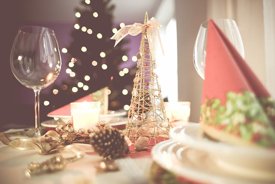クリスマステーブル, 設定, ソフト, クリスマス, テーブル設定, クリスマス設定, テーブル, お祝い, 装飾, ギフト