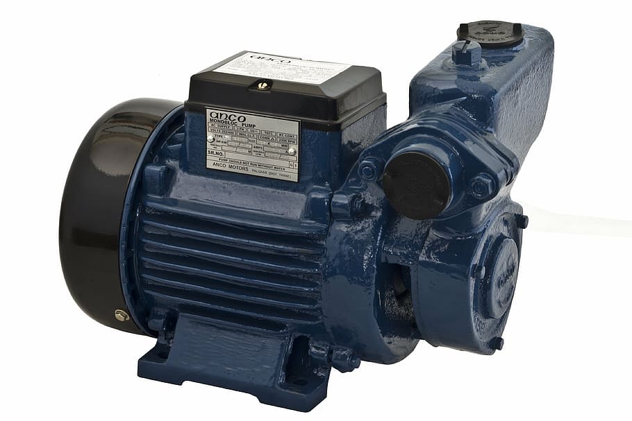 blue, electric, water, pump, water pump, industrial, industry, technology, machine, power