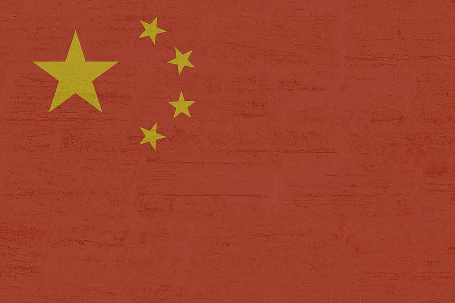 中国, 旗, 赤, フラグ, 星形, 形状, 人なし, 壁-建物の特徴, 背景, コピースペース