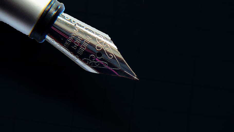 caneta-tinteiro prata, preto, plano de fundo, material de enchimento, caneta-tinteiro, instrumento de escrita, tinta, deixar, ferramenta de escrita, utensílio de escrita