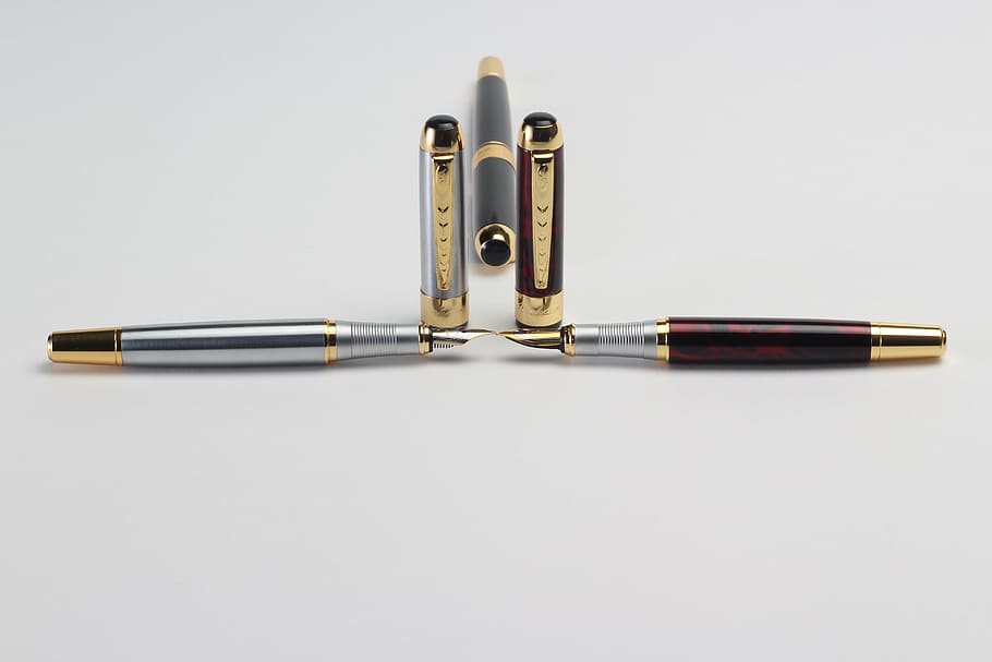 pens, office, many, ballpoint, fountain, ink, writing instrument, business, stationery, black