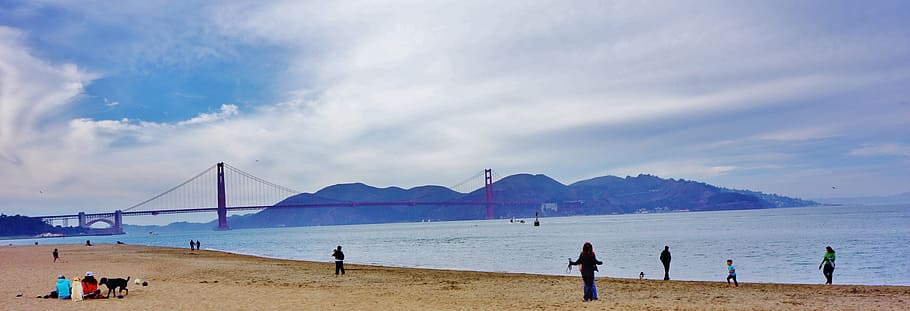 Crissy Park, San Francisco, California, cielo, nubes, naturaleza, nublado, paisaje, puente Golden Gate, puente