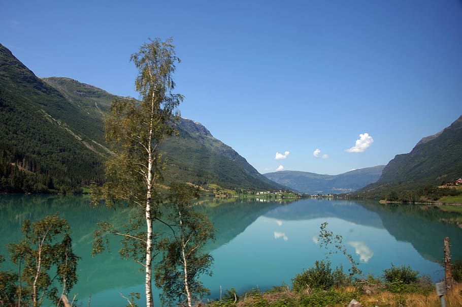 Норвегия, Природа, Озеро, Вода, тихо, по-прежнему, релаксация, облака, небо, идиллия