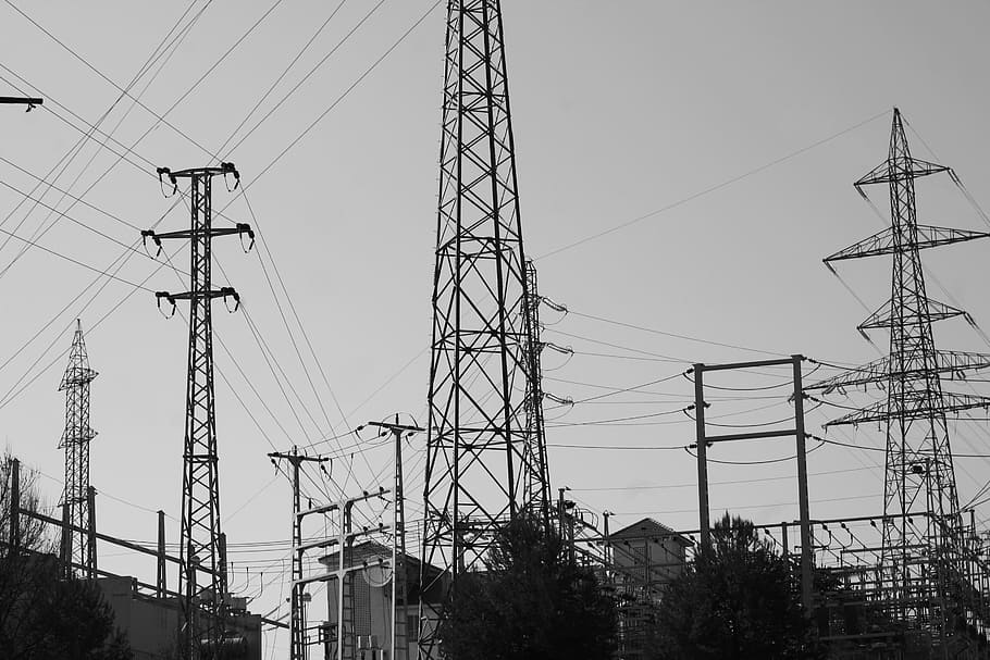 black, electrical, towers, daytime, electricity, electric tower, electric, energy, power, tower