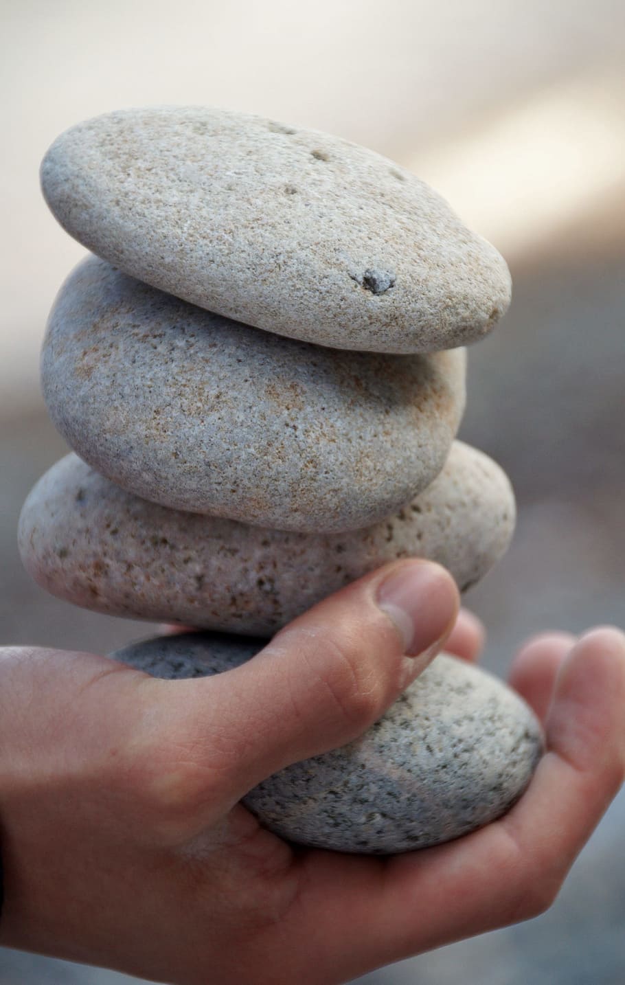 Stones, Hand, Feng Shui, Pebbles, chimney, human hand, human body part, holding, rock - object, one person