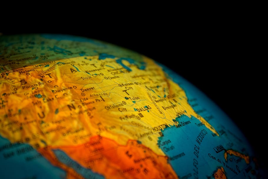 globe, global, map, round, sphere, colorful, blur, school, study, geography