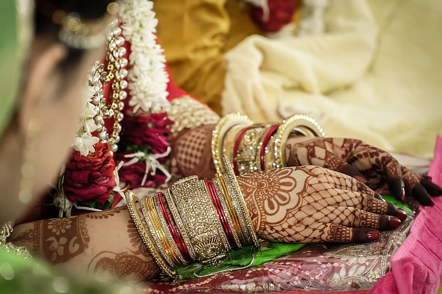 indio, henna, boda, novia, mehndi, cultura, ceremonia, hindú, joyería, tradicional