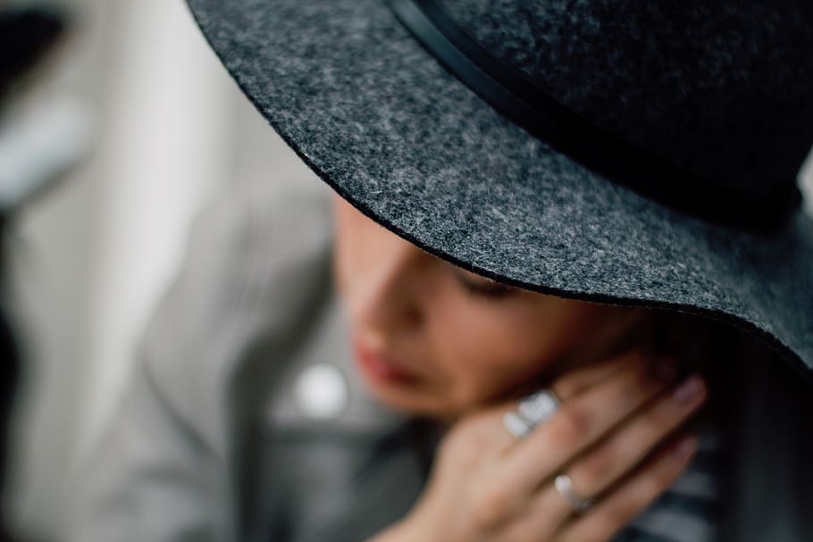 people, girl, women, lady, hat, rings, gray, accessories, clothing, one person