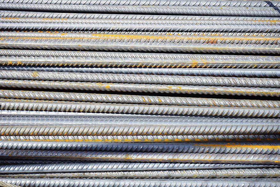 closeup, gray, metal bars, iron rods, reinforcing bars, rods, steel bars, construction material, material, steel for construction