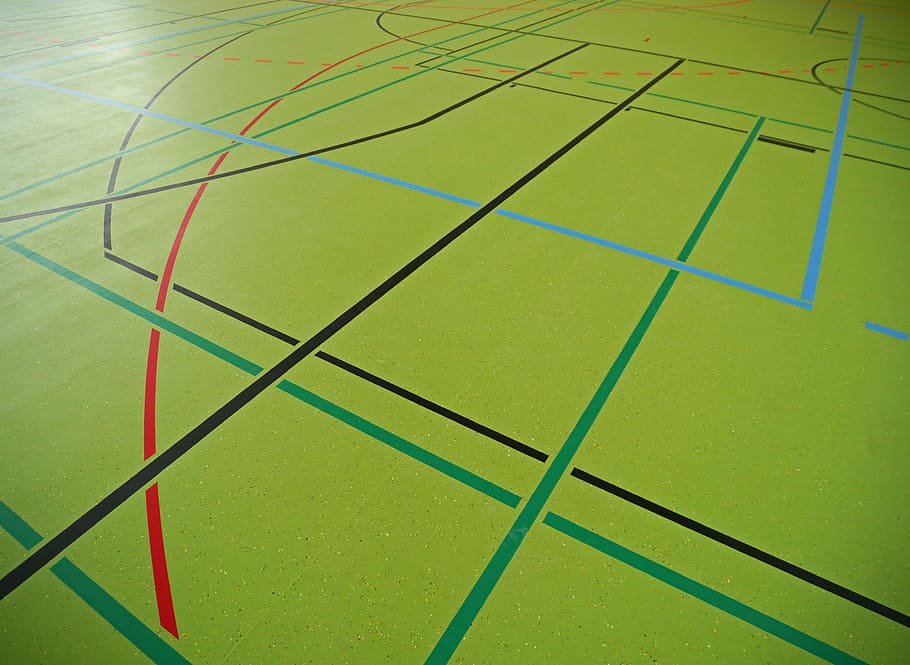 hijau, biru, permukaan, aula olahraga, aula lantai, beberapa aula, tag, gym, bola voli, basket