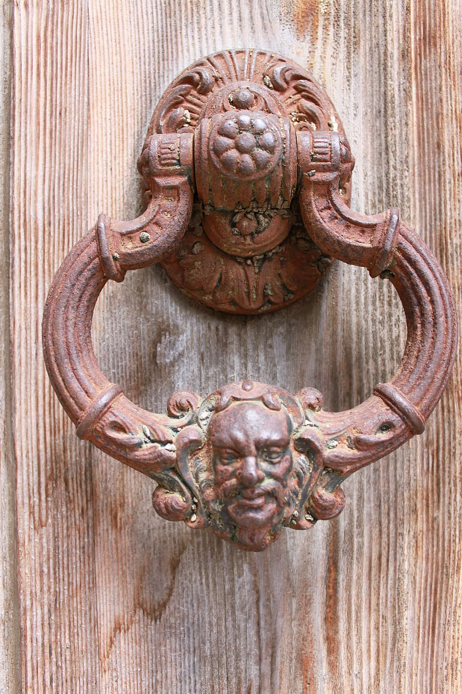 brown, steel door knocker, door handle, door, brass, doorknocker, door lock, metal, close, door knob