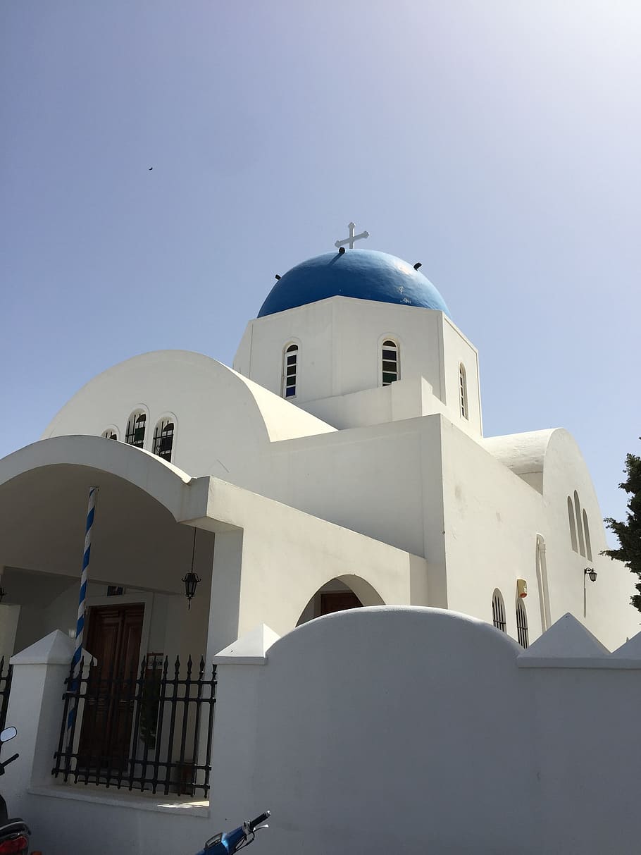 santorini, ocean, island, hotel, white building, greece, greek island, cyclades Islands, oia, church