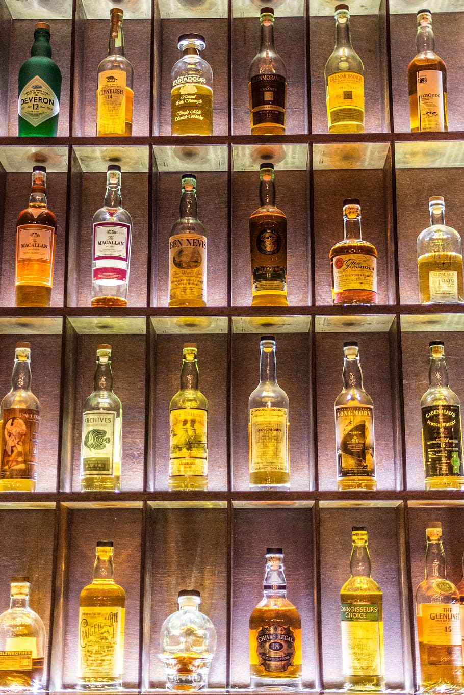 rak display botol minuman keras, minuman, alkohol, minuman keras, botol, gelas, bar, minuman beralkohol, pesta, anggur