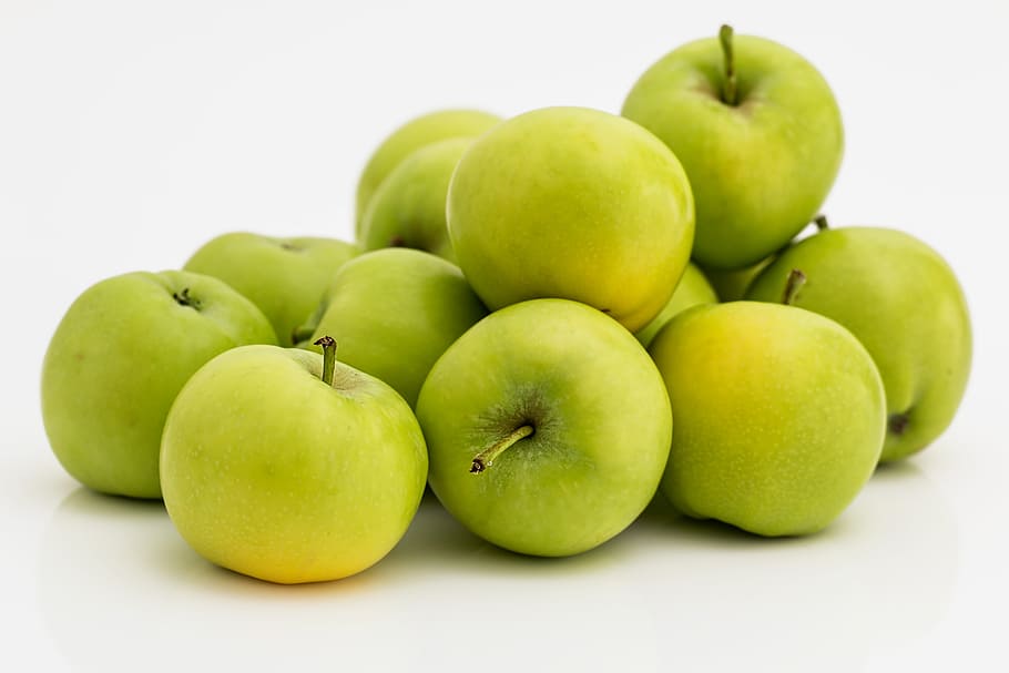 bunch, green, apples, apple, fruit, healthy, fresh, diet, nutrition, raw
