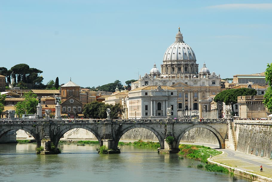 Roma, Saint Peters, Tibre, Santo, Peter, Pedro, Vaticano, Itália, arquitetura, antiga