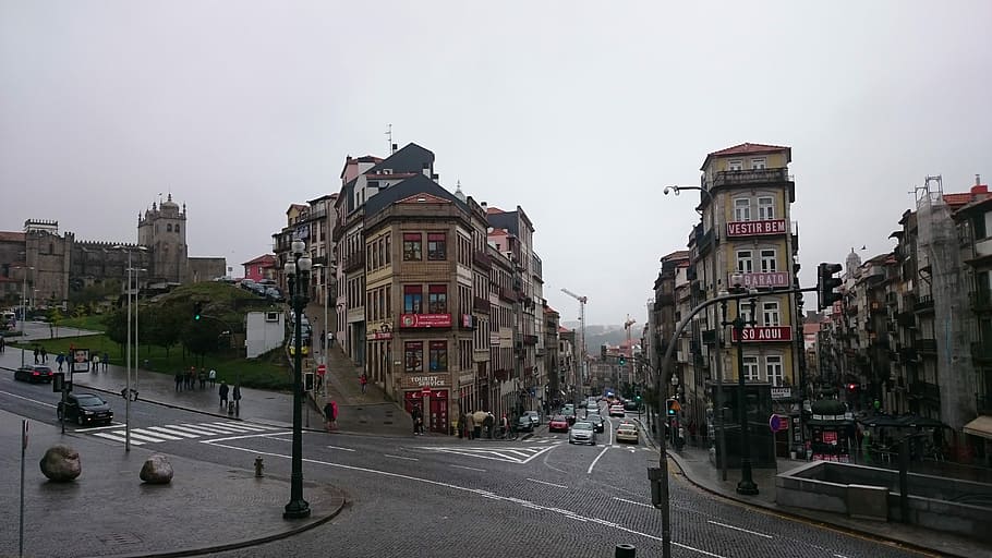 Portugal, Porto, Europe, City, Houses, architecture, streets, road, junction, historical