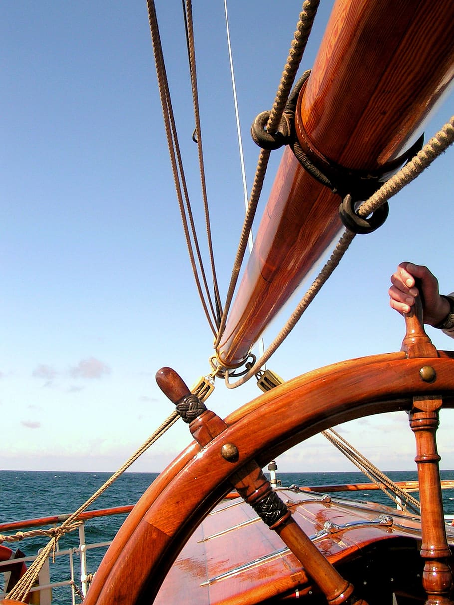 ship rudder, sørlandet, sailing vessel, helm, sea, historically, ship, sailing boat, steering wheel, nautical vessel