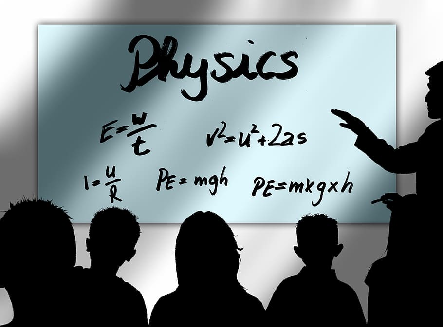 física, princípios, leis, equação, sala de aula, educação, escola, mão, aprender, nota