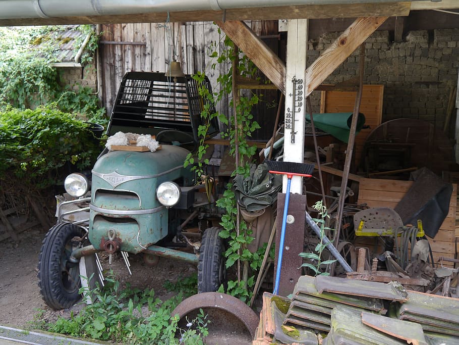 transience, forget, leave, abandoned places, tractor, mode of transportation, transportation, abandoned, day, damaged