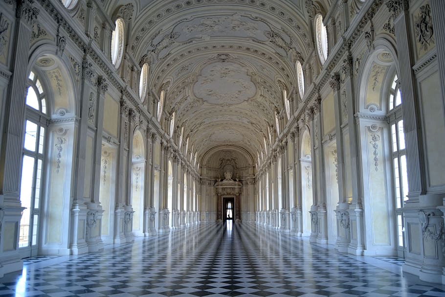 putih, ruang cat dinding, torino, italia, istana kerajaan, venaria, arsitektur, palazzo, pariwisata, geometri