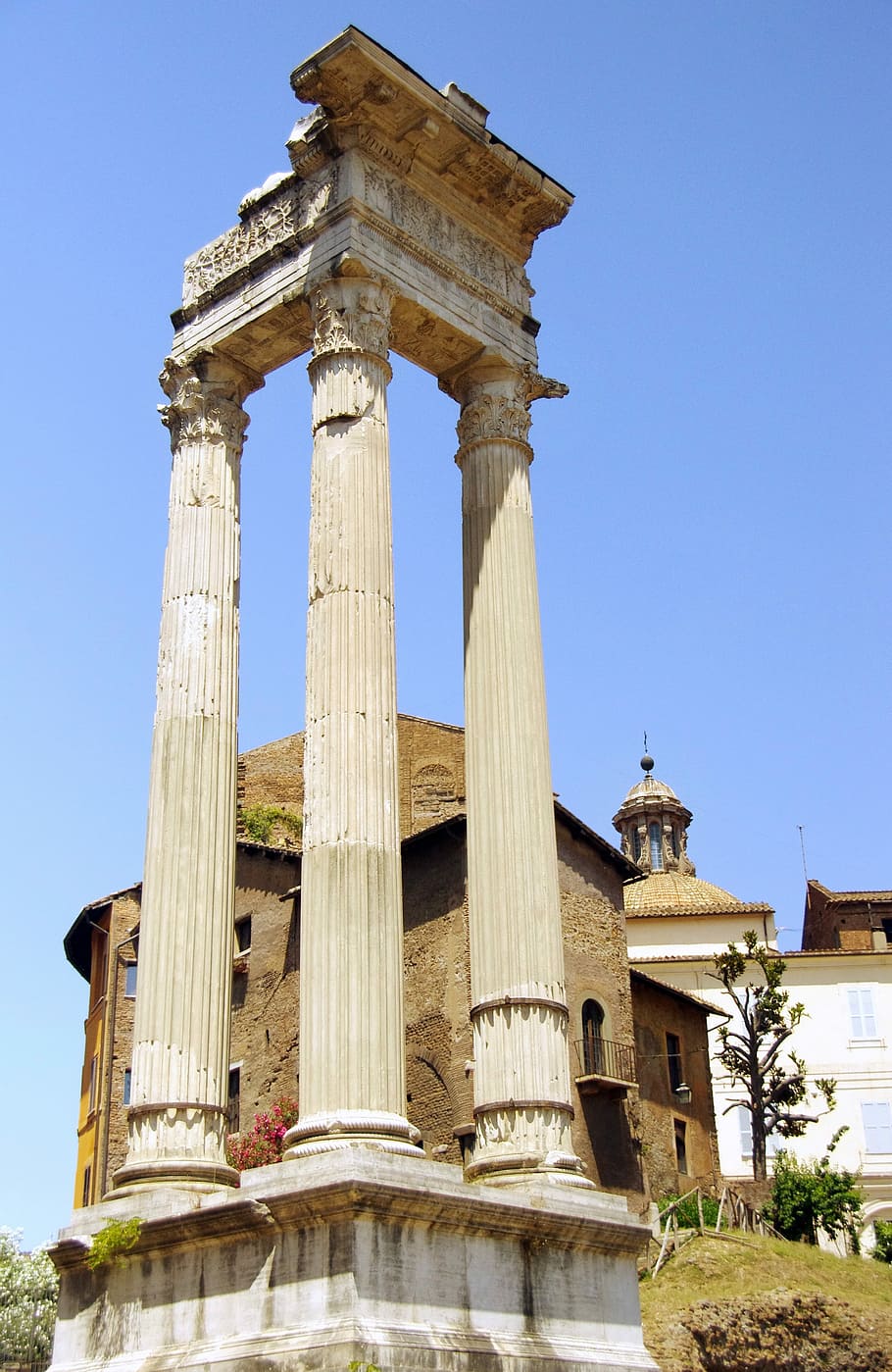italy, rome, forum, columns, marble, antique, ancient rome, architecture, sky, built structure