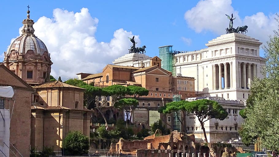 Italia, Roma, Bangunan, Antik, Kolom, monumen, pariwisata, struktur kuno, tempat menarik, arsitektur