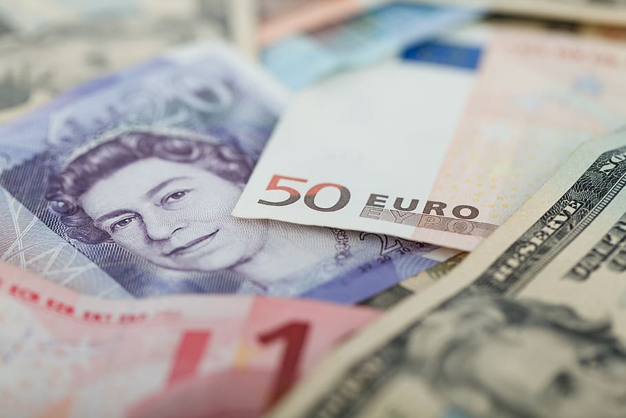 dangkal, fokus, 50 euro uang kertas, mata uang, keuangan, bisnis, pound, uang, dolar, euro