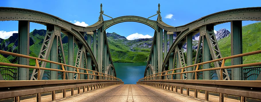 cable bridge 3, 3d, wallpaper, bridge, nature, road, journey, track, arch, bridges
