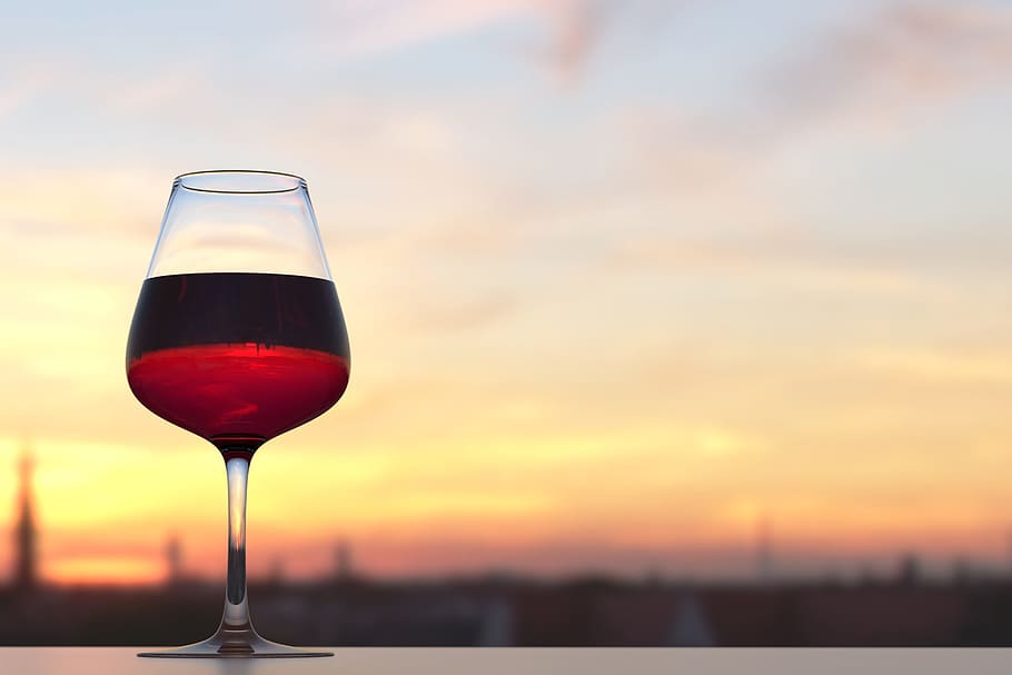merah, anggur, matahari terbenam, Gelas, makanan / Minuman, alkohol, minuman, musim panas, gelas anggur, gelas minum