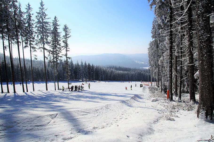 Inverno, neve, pista de esqui, Areal, a pista de esqui, área de esqui, estação de esqui, esquiadores, esporte de inverno, diversão